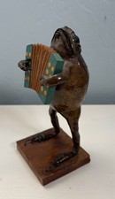 Frog Taxidermy Playing Accordion Figurine Folk Art Anthropomorphic Vintage