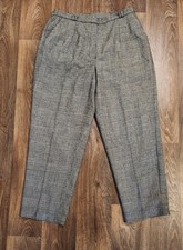Vtg Talbots Women's Glen Check Plaid Wool Pants Pleated High Waisted Academia