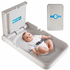 KSITEX Baby Changing Station Wall Mounted, Baby Changing Table with Safety Strap