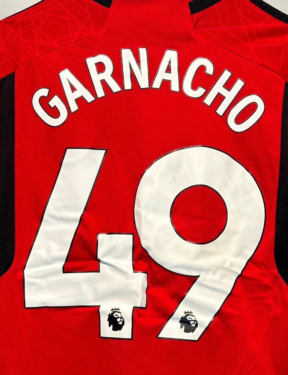 MANCHESTER UNITED 2023/2024 HOME JERSEY #49 GARNACHO SIZE YL YOUTH