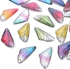 FASHEWELRY 100Pcs Resin Wing Charms Mixed Color Wings - 24.5x11.5x2mm