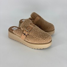 DV DOLCE VITA Lelani Cozy Platform Clogs Natural Tan Women Size 11 Faux Fur