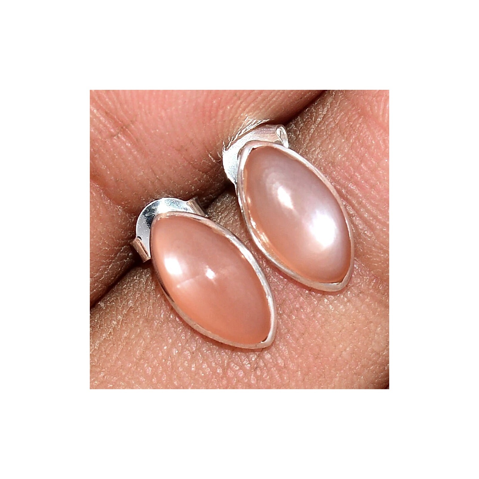 Boucles d'oreilles marquise pierre de lune bleutée KC110 pour sublimer vos tenues de soirée