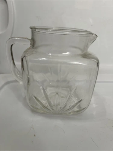 DISCOUNTED Vintage Federal Glass Pitcher with Star Pattern and Pour Spout