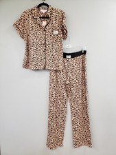 SIZE LARGE Juicy Couture Pajama SET Leopard Print Loungewear 2 PIECE PANTS SHIRT