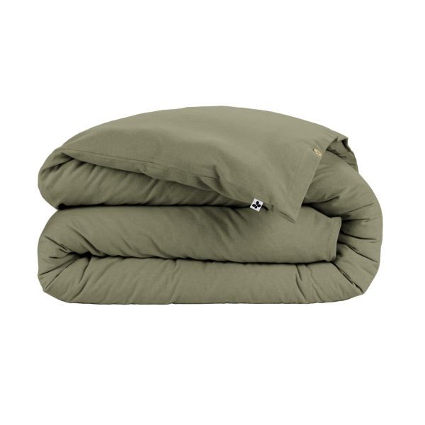 Housse de couette 140x200 flanelle coton Candice Romarin anti-drap froid pour frileux
