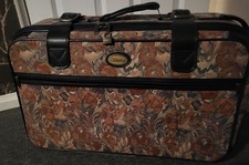 Vintage Retro Sterling Tapestry Carpet Floral Travel Suitcase