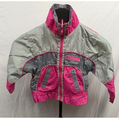 Vintage 90's Wilson Kids Pink Grey Colorblock Windbreaker Jacket Full Zip 4T