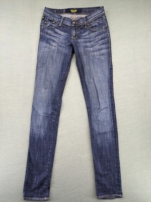 Rock & Republic Damen Jeans Slim Straight Skull Stickerei Blau Washed W28 L32