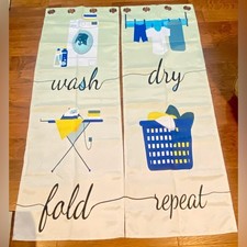 New Laundry Room Curtain Panel Set - Wash Dry Fold Repeat