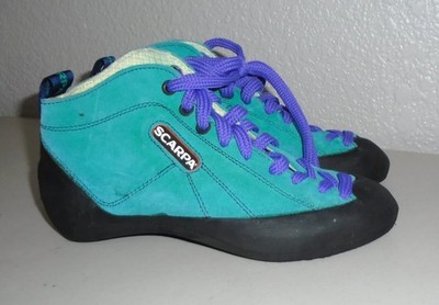 Scarpa Brio Shoes Womens 37.5 US 6.5 High Top Turquoise Suede Climbing *