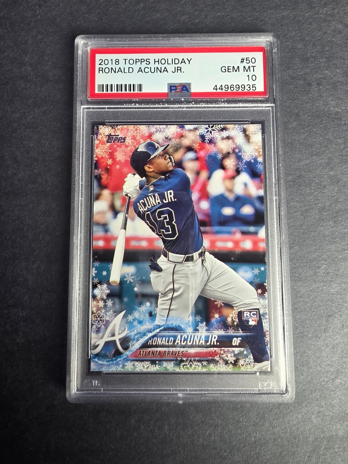 2018 Topps Holiday RONALD ACUNA JR #50 (RC) PSA GEM MINT 10 view 1