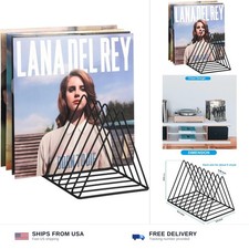 Vinyl Record Holder Storage, 9 Slot Metal Magazine Book Album Display Rack, S...