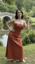 Ladies dress Maxi Prom Bridesmaid Special Occasion Burnt Orange Size 14 UK