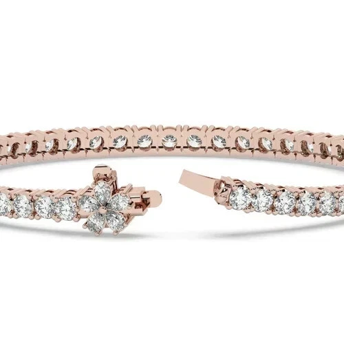 Pulseira de tênis masculina 5,50 CT corte redondo criada em laboratório diamante acabamento em ouro rosa 14k - Imagem 2 de 3