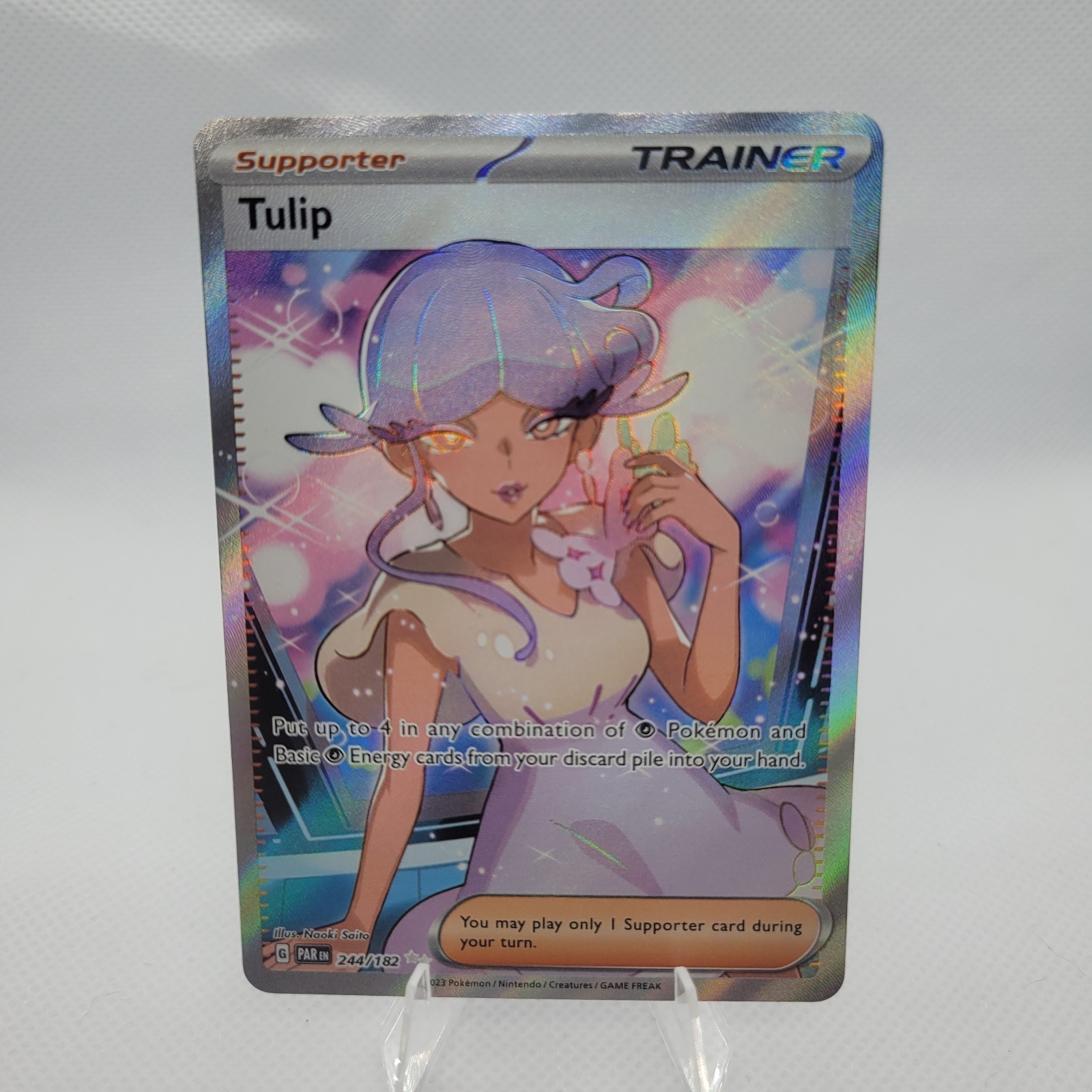 Pokemon Card TCG - Tulip 244/182 Full Art Trainer Ultra Rare Paradox Rift NM