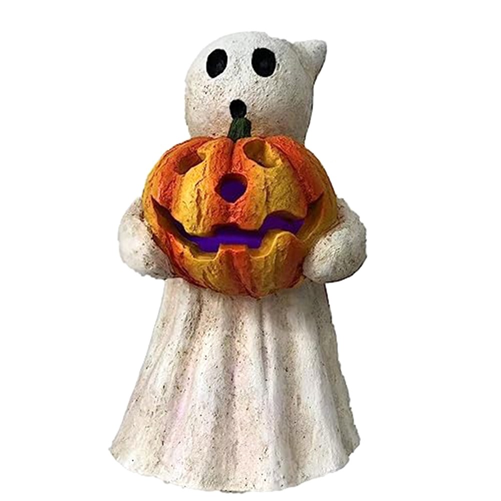 Halloween Ghost Pumpkin Figurines Rustic Resin Ghost Halloween Statue7911