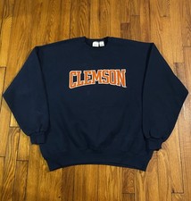 Vintage Clemson Tigers Sweatshirt Men XL Blue Crew Neck Sweater Y2K USA MADE