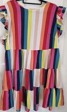 SHEIN VCAY Music Festival Cap Sleeve Striped Dress w/ Ruffled Trim - Size 3XL