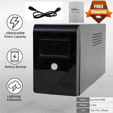 Backup UPS Uninterruptible Power Supply 1000VA 600W 3 Outlet LCD Display Battery