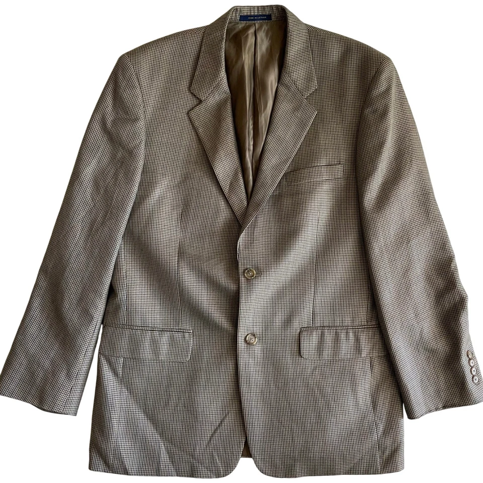 Club Room Mens R42 Houndstooth Wool Silk Cashmere Sport Coat Blazer Jacket - Image 2 of 4