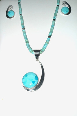 Mine Finds by Jay King Turquoise and Silver Necklace and Pierced Earring Set
