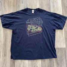 Y2K Star Wars Millennium Falcon T-Shirt Vintage Style Navy Blue XL Cotton