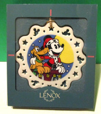 LENOX SANTA MICKEY PLUTO PIERCED CHRISTMAS Flat Style ORNAMENT Disney NEW in BOX