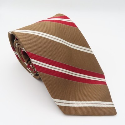 Jos A Bank Tie Silk Brown Red White Repp Striped 3.5'' Wide 58'' Long Executive