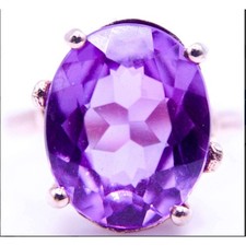 Stunning 12 Carat Violet Pink Oval Sapphire And Gilt Sterling Silver Ring Sz. 8