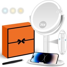 MIYADIVA Makeup Mirror with Lights, 30X Magnifying Mirror with Light and Touch S