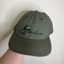 RARE Vintage 90s Quiksilver Snapback Hat USA Made Surf Skate Cap Green Logo