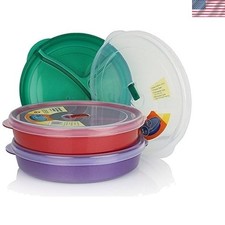 Set of 3 Stylish 10" Divided Plates - Microwave Dishwasher Safe Containers
