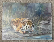 Original Oil Painting Crouching Tiger Water LanscapeSusan Mink Colclough 24x18