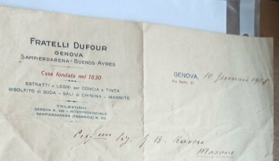 GENOVA 1925 " FRATELLI  DUFOUR_ESTRATTI per CONCIA_LETTERA COMMERCIALE AUTOGRAFA