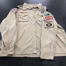 Boy Scouts of America BSA Women's Tan 46-48 Patches Den Leader Long Sleeve