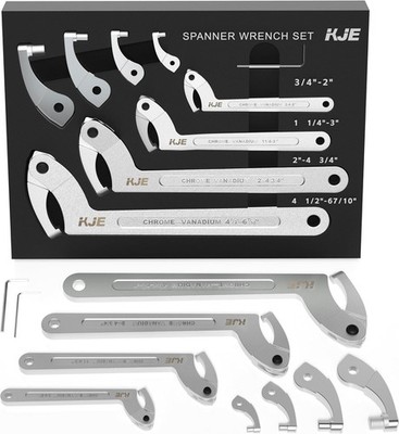 10PCS Adjustable Pin Spanner Nut Wrench Tool Set, C-Shape Pin Hook Wrench Tools