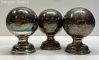 Three Decorative Silver Plate Spheres on Pedestals — photo 1
