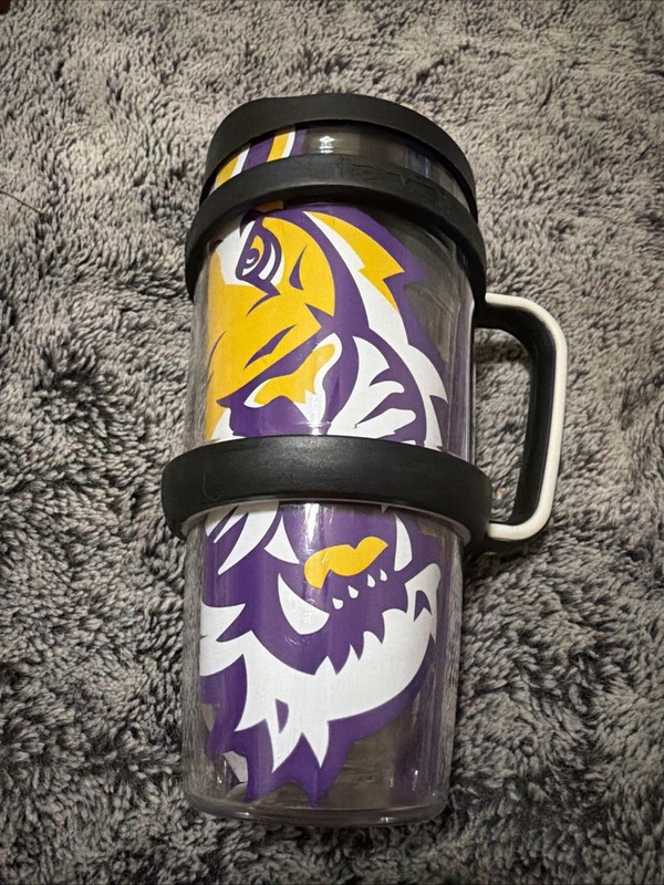 LSU Tigers Tervis Tumbler 24oz Travel Cup with Lid and handle  LSU logo