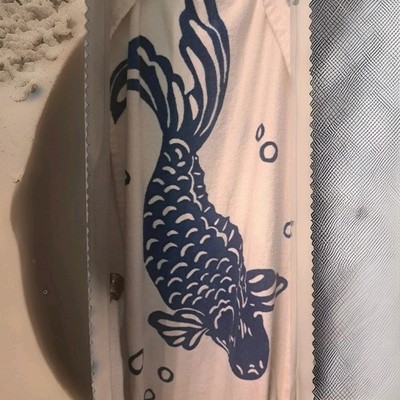 VTG Pottery Barn Blue Fish & Bubbles Beach Lounge Chair Cover Towel Heavy 97X27