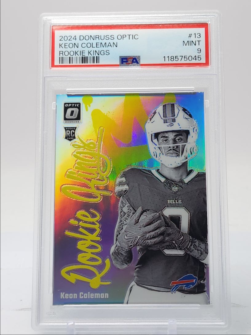 KEON COLEMAN 2024 DONRUSS OPTIC ROOKIE KINGS PRIZM CASE HIT SP RC PSA 9