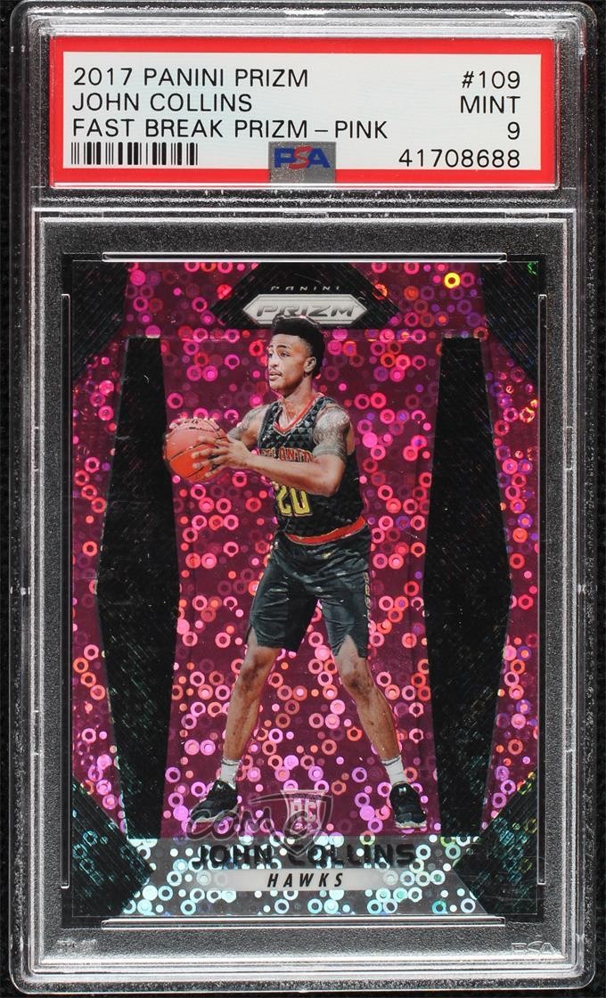 2017-18 Panini Prizm Fast Break Pink /50 John Collins #109 PSA 9 MINT Rookie RC