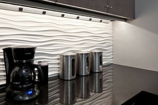 White MDF kitchen splashback