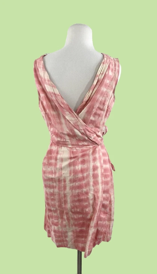 Vestido envolvente CALYPSO ST. BARTH talla XS mezcla de lino tie dye rosa coral costero Foto 3 de 4