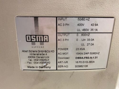 Convertidor de frecuencia Osma 16.F5.G1G-360A - Imagen 2 de 7