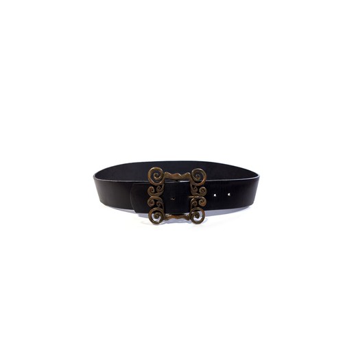 $200 LEATHERROCK BELT Black Leather Celtic Hip Belt Womens Handcrafted USA 33"