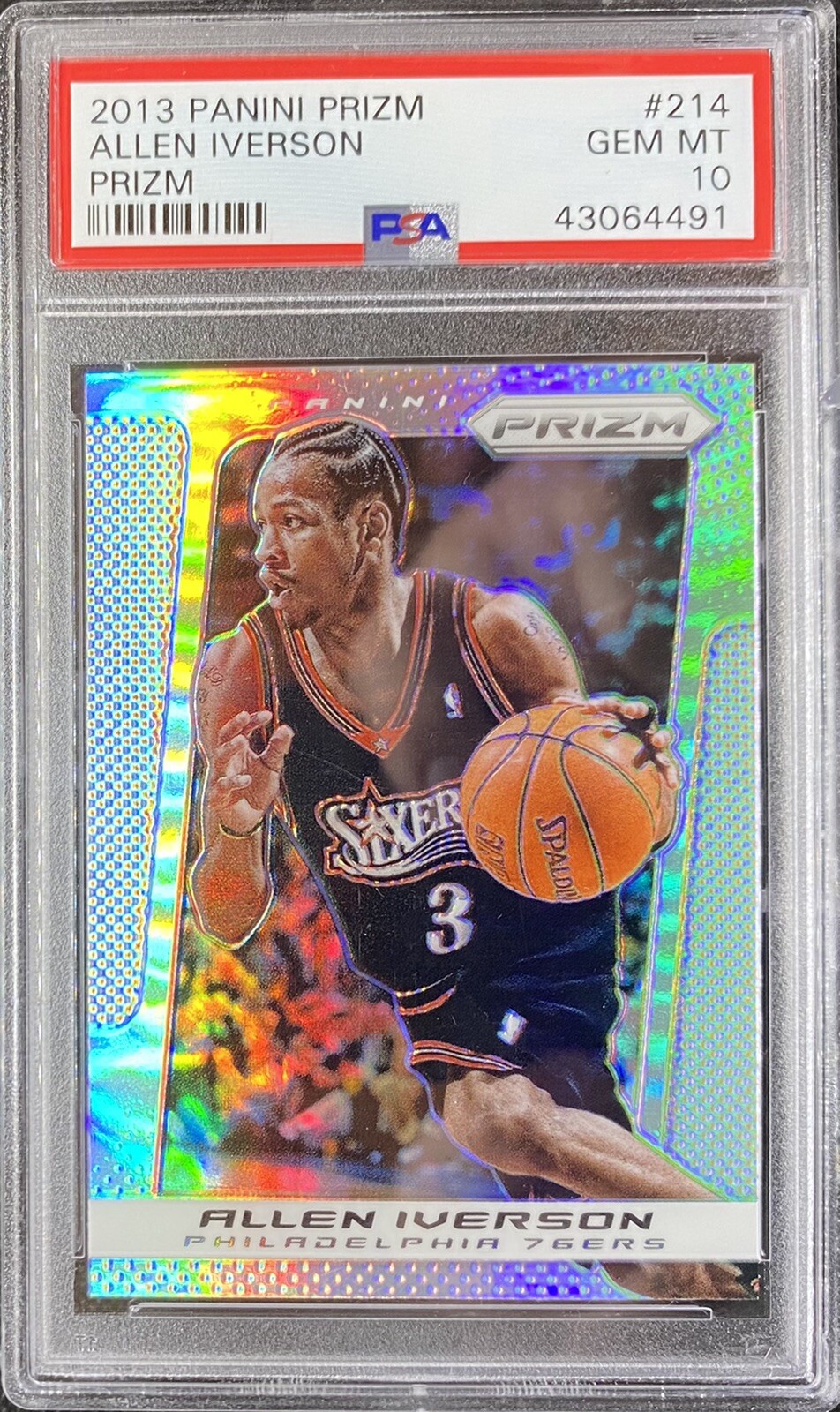 2013-14 Prizm #214 Silver Prizm Allen Iverson Philadelphia 76ers PSA 10 Pop 11💎
