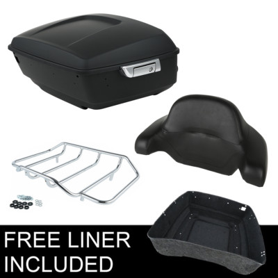King Pack Trunk Backrest Pad Rack Fit For Harley Tour-Pak Road Glide 14-24 19 20