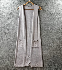 KATIES Womens Cardigan Vest Size XS Grey Knit Sleeveless Open Front Pockets