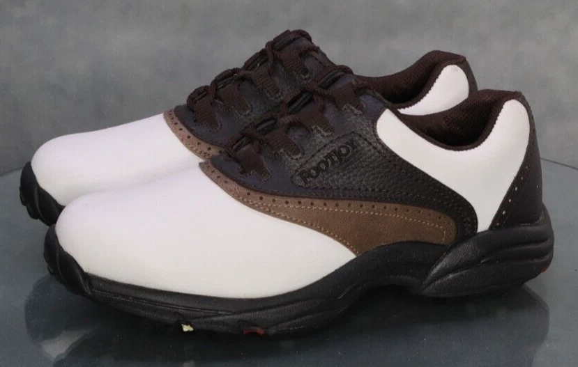 Zapatos de golf FootJoy GrrenJoys Flex Zone para hombre talla 7,5 (W) cuero ancho blanco Foto 2 de 4